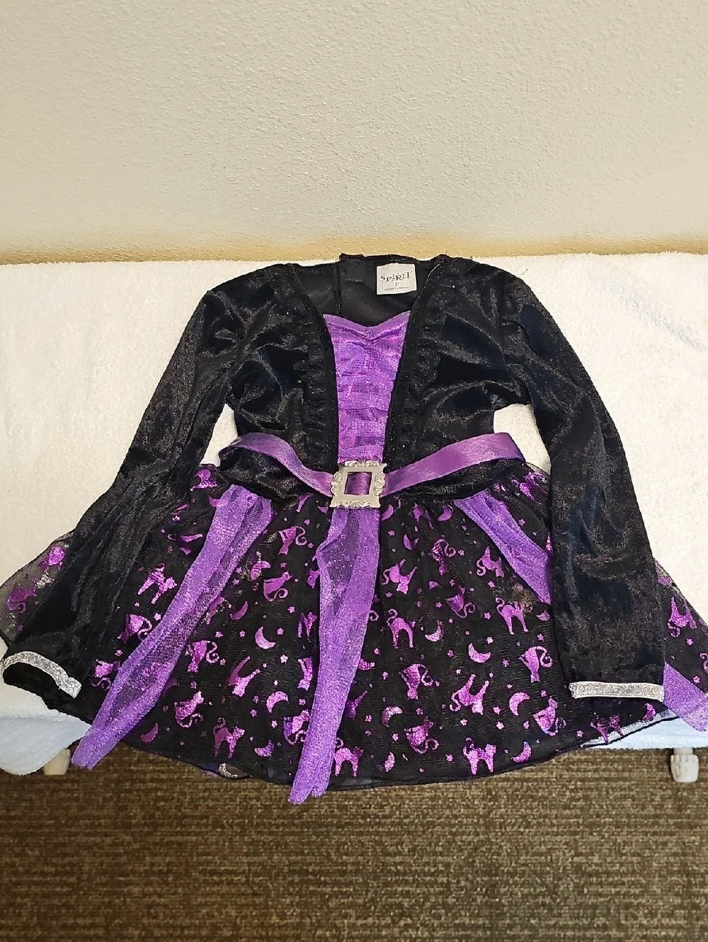 Spirit Purple and Black Kids Witch Costume Dress with Sparkle Belt